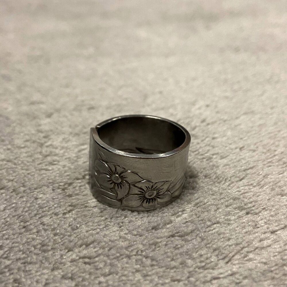 Handmade Floral Spoon Ring Size 8.5